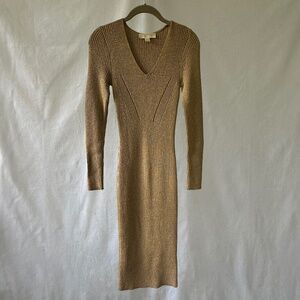 Michael Kors Long Sleeve Ribbed Sweater Dress - Purple